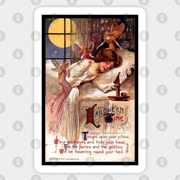 Vintage Halloween Time Faeries Sleeping Girl Sticker by HolidayBug